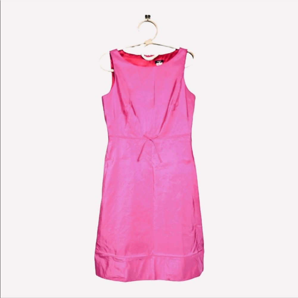 J.Crew Silk Pink A-Line Bow Waist Sleevess Dress Size 8P S68363